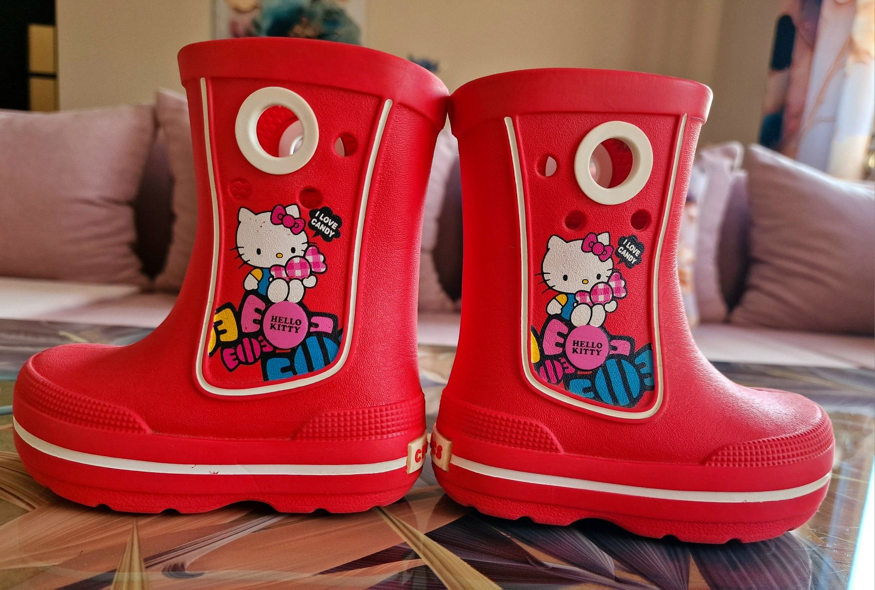 Kalosze, gumiaki , buty na deszcz Crocs C6/C7 Hello Kitty r.21/22