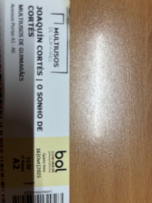 Bilhetes joaquin cortes - mulriusos de Guimaraes -  16 outubro