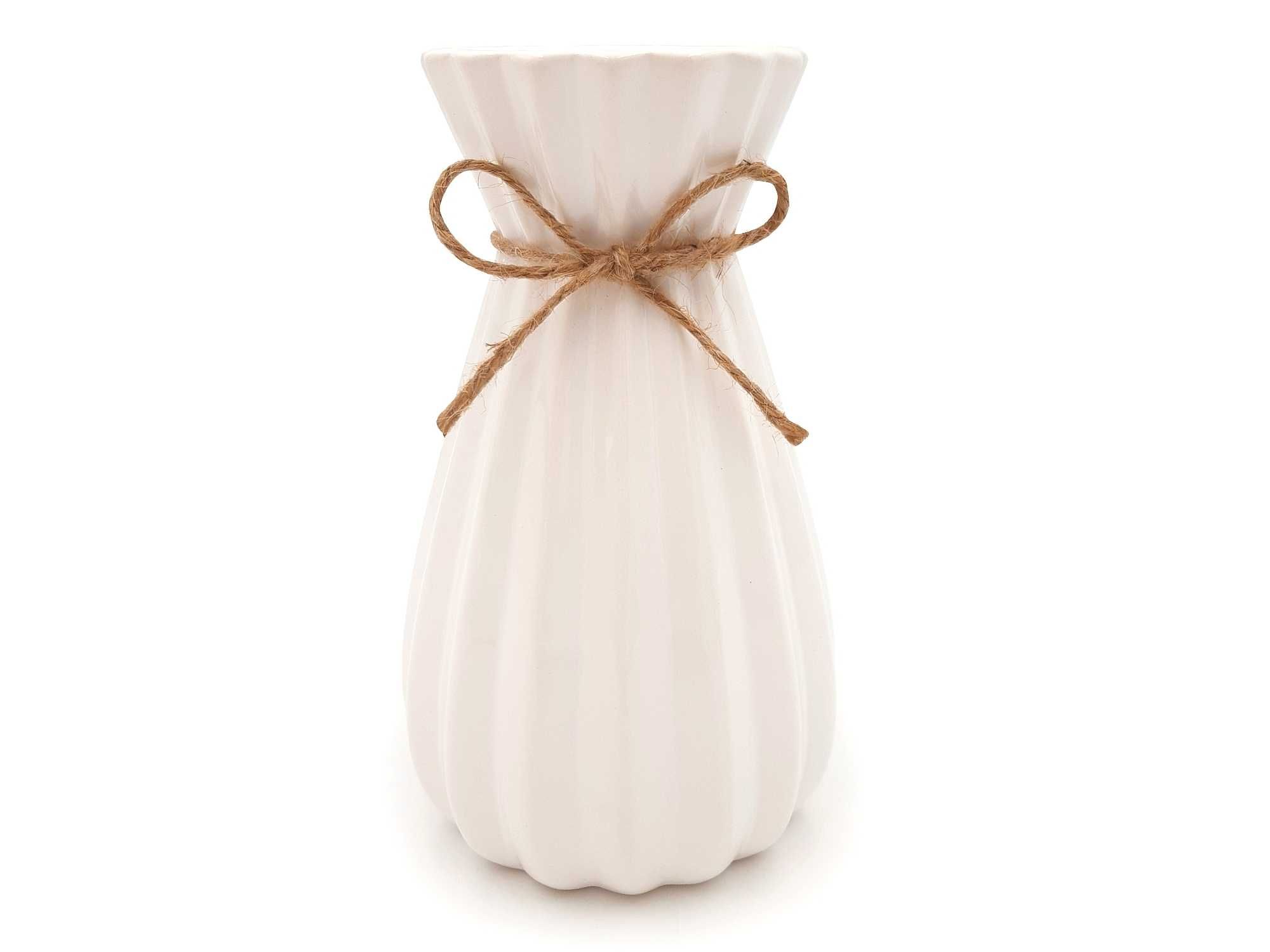 Wazon ceramiczny na kwiaty glamour nowoczesny biały flakon 20 cm