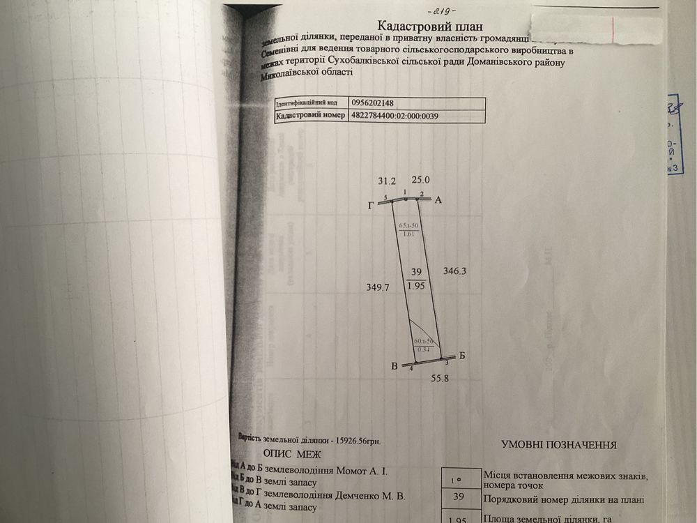 Продаю, меняю земельный  пай  1,95 гектара