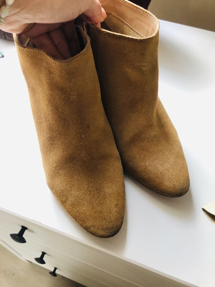 Buty Botki zamszowe - 38 rozmiar- skóra naturalna