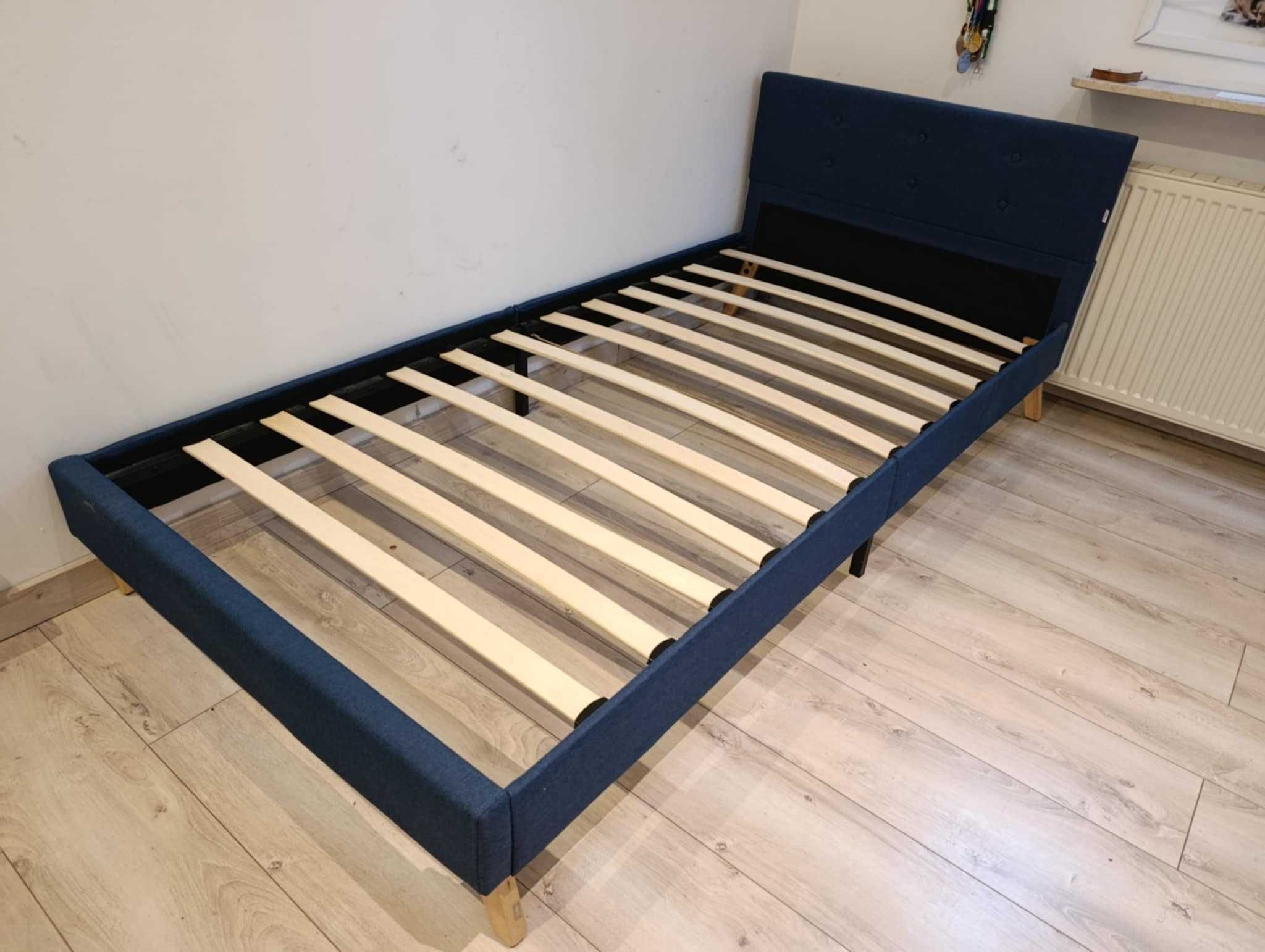 Łóżko z stelarzem na materac 100x200 cm niebieskie granatowe