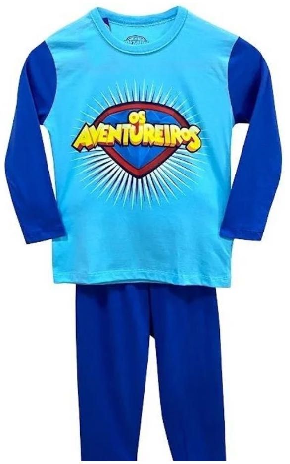 Conjunto de pijama Luccas Neto (algodão - azul - 8 anos)- novo
