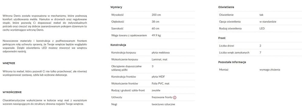 Witryna Słupek DENIS DS6 (Agata Meble, szafka, kredens, salon)