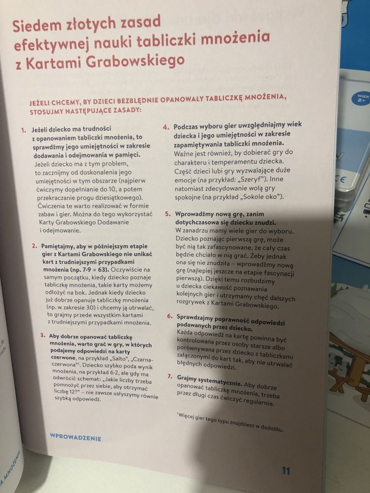 Karty Grabowskiego tabliczka mnozenia dwie ksiazki z grami jak nowe