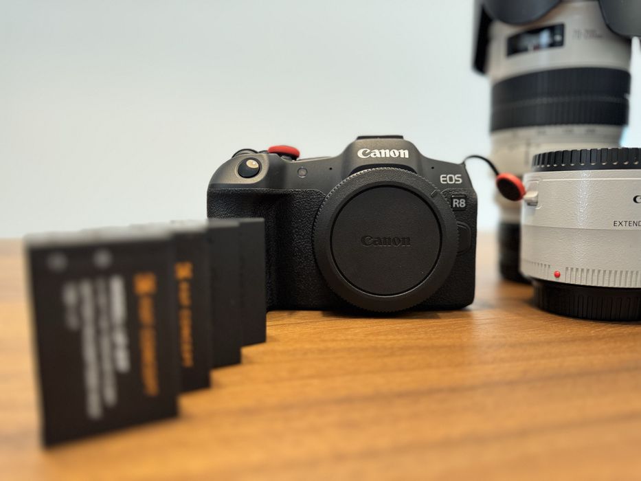Canon R8 + Canon 28-70 + Canon 70-200 etc