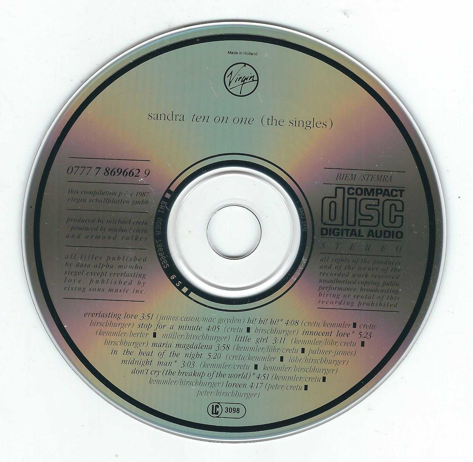 CD Sandra - Ten On One (The Singles) (1987) (Virgin)