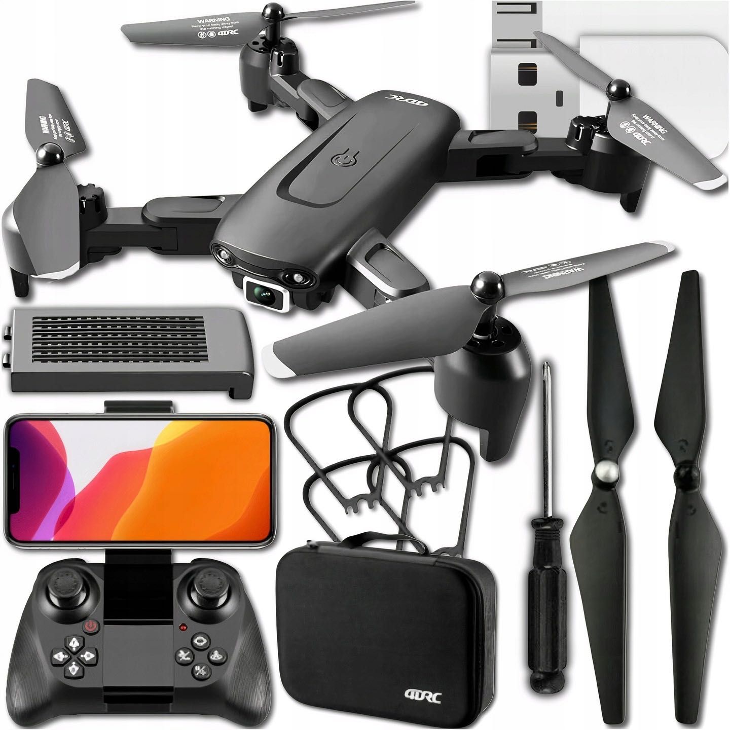 DRON PRO FULL HD WIFI Zasięg 45min Bez zezwolenia Zawis Model 2024