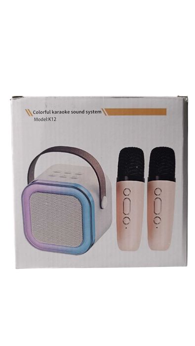 Zestaw Karaoke 2x Mikrofon + Głośnik Bluetooth LED Różowy