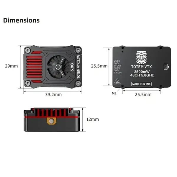 Відеопередавач VTX TOTEM 5.8G 2.5W Rush Solo Max