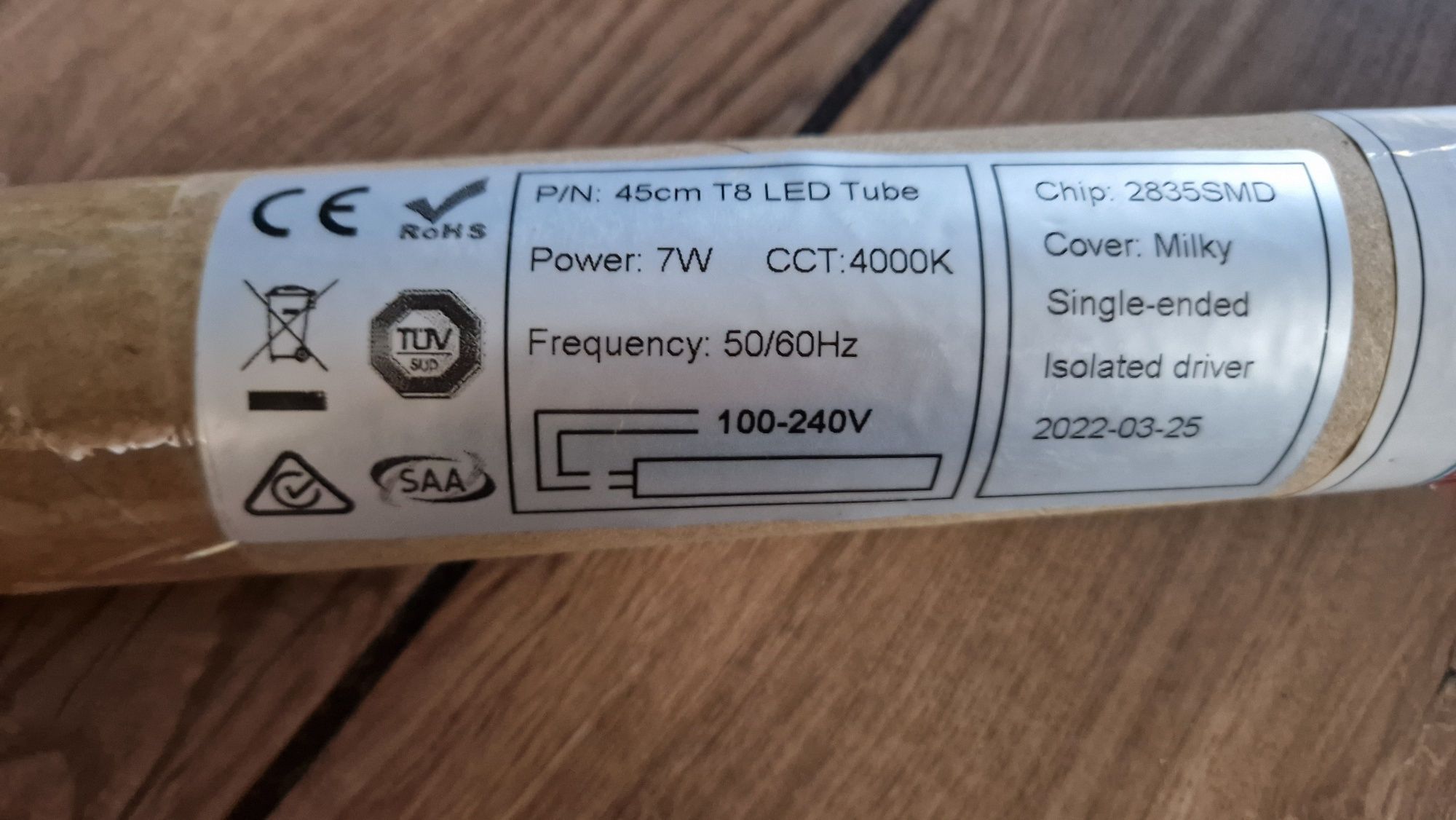 Świetlówka LED matowa 7 W 700 lm Światło dzienne białe 4000 K 45 cm T8