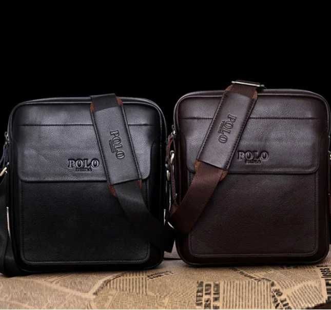 Мужская новая сумка через плечо кожаная барсетка планшетка Поло Polo