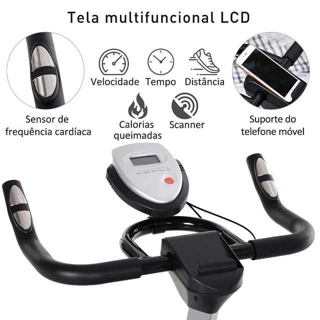 Bicicleta Ciclismo Indoor com Ecrã LCD Volante de Inércia de 10kg