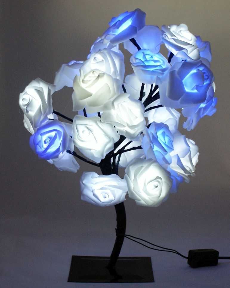 Lampa kwiaty róże LED biało-niebieskie