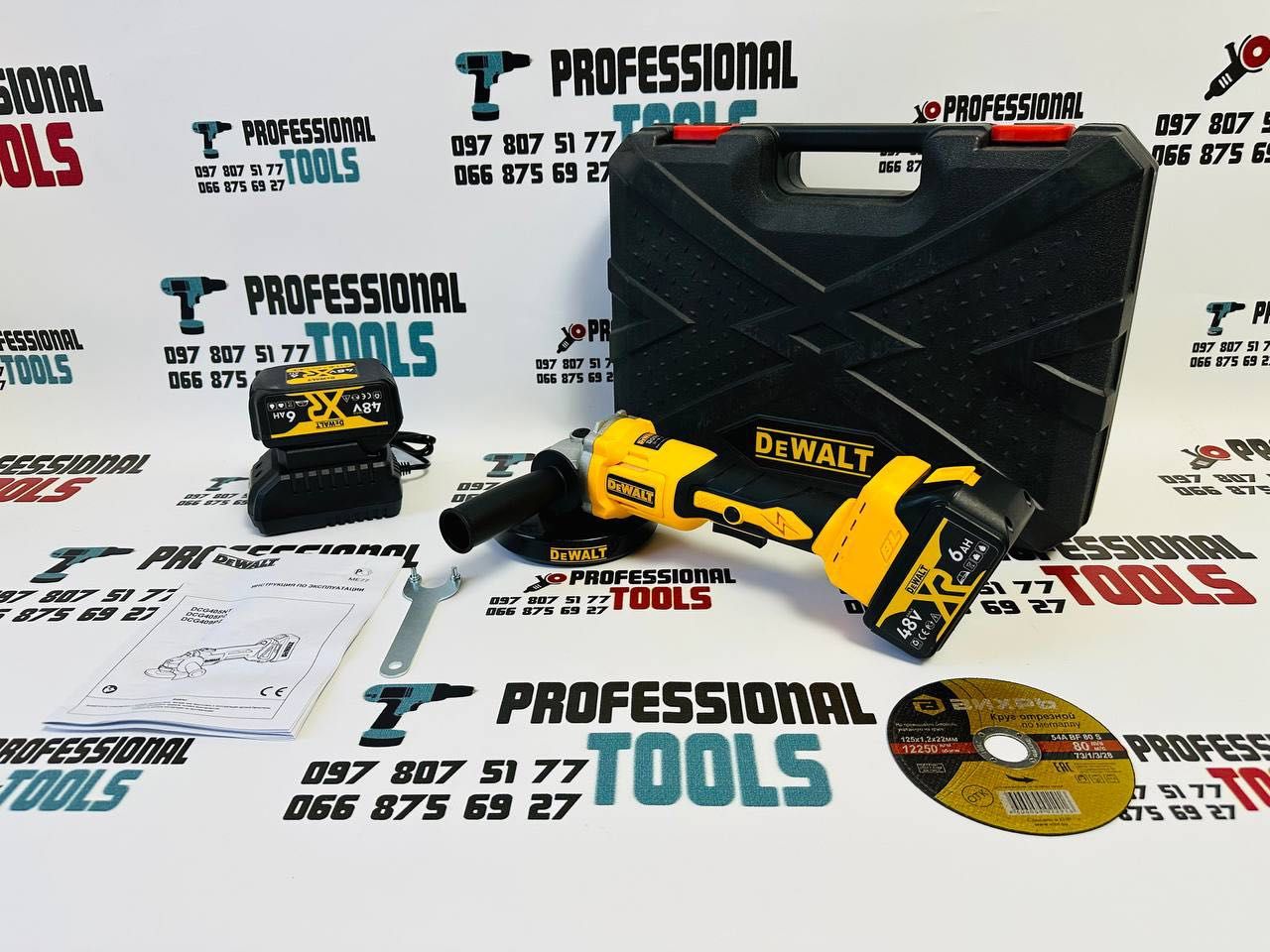 Акумуляторна Болгарка DEWALT DCG407 48V6Ah з регулятором обертів