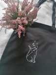 Czarna torba z kotem kociak księżyc torba tote bag