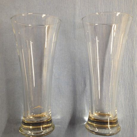 2 szklanki  wysokie / wazoniki , szkło transparentne ,lata 80-te , PRL