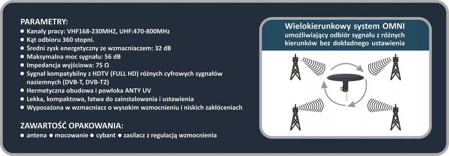 ANTENA DVB-T2 dookólna mux-8 DYNAMIC UFO