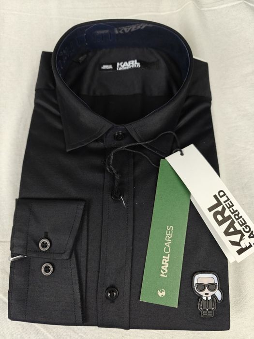 Koszula Karl Lagerfeld męska długa Czarna