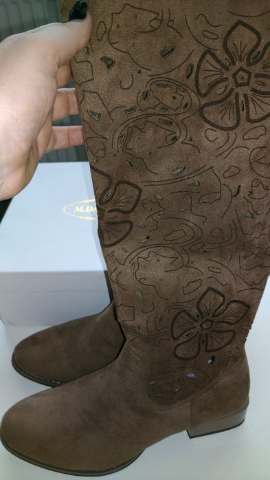 Kozaki bezowe ażurowe