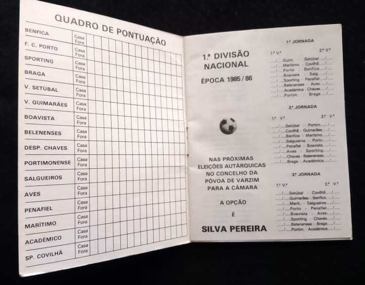 Calendário de jogos da época 85/86