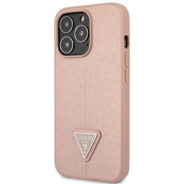 Etui na iPhone 14 Pro Max Guess Saffiano Triangle Różowy