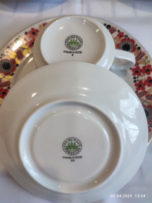 Чайный сервиз 12 персон Freiberger Porzelian, кофейный сервиз ГДР.