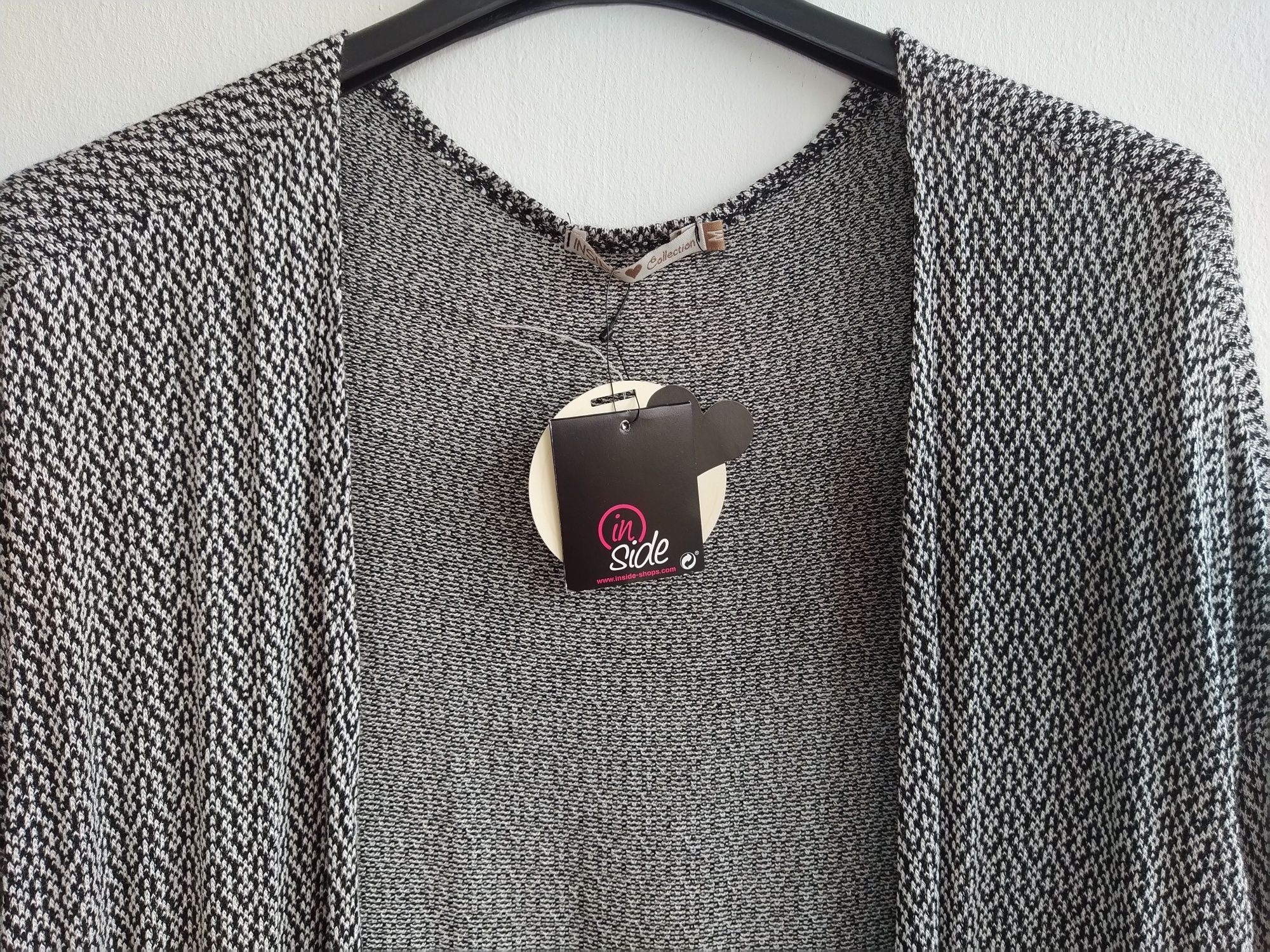 Casaco mesclado preto/branco com renda - Inside - Novo!