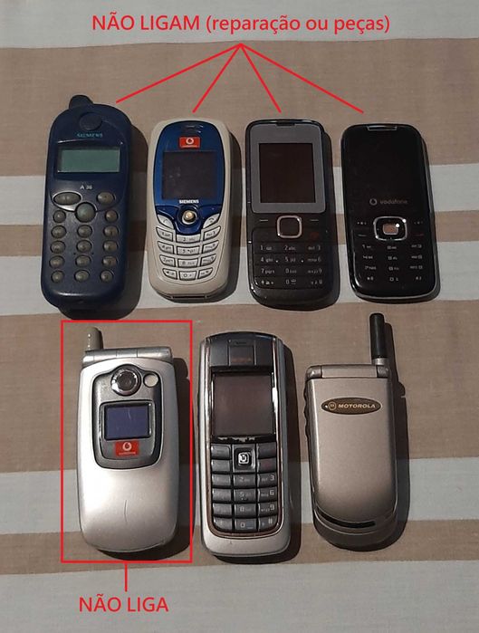 7 telemóveis antigos (reparação ou peças)