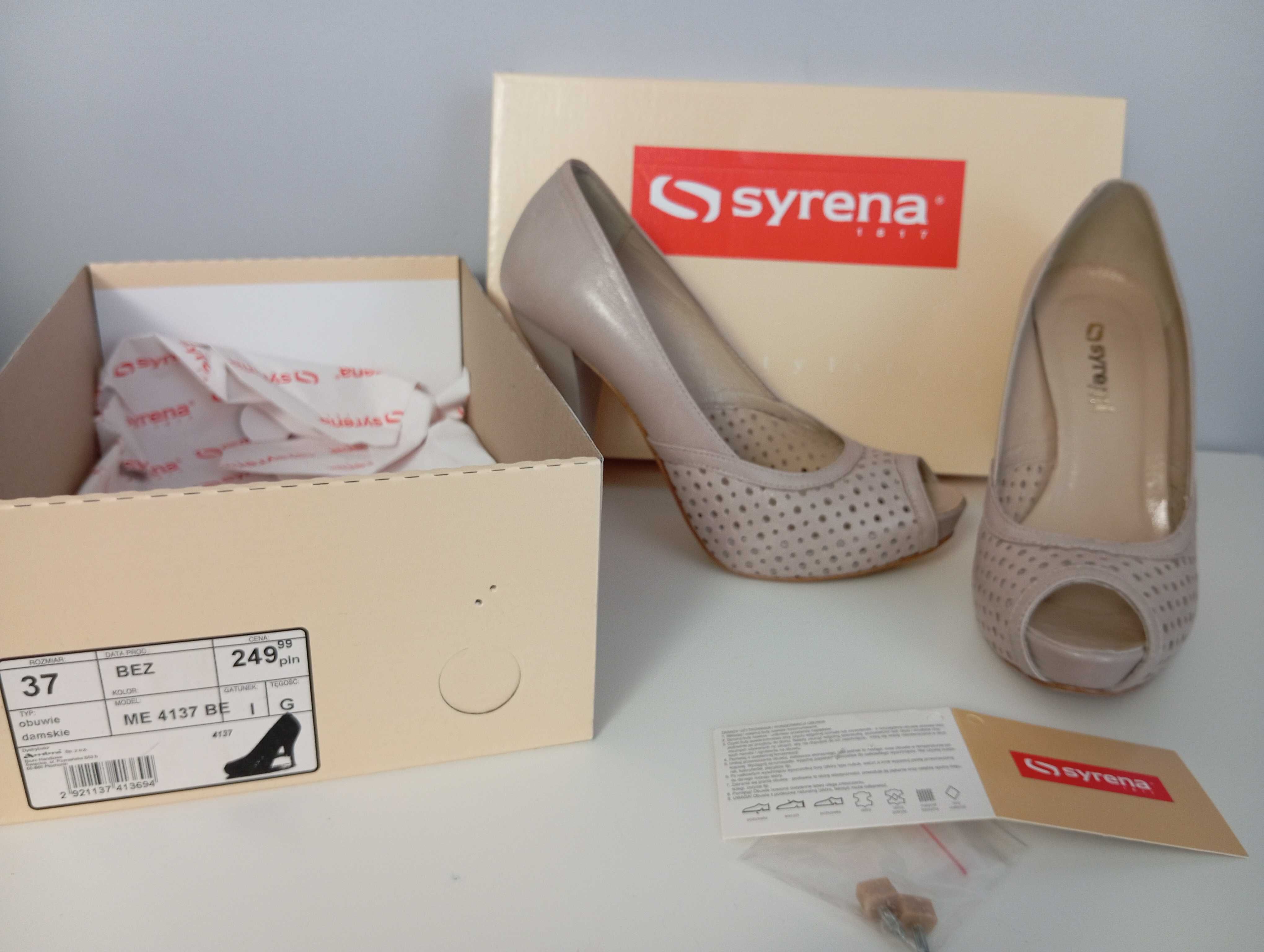 Szpilki damskie buty 37 syrena beżowe jak nowe