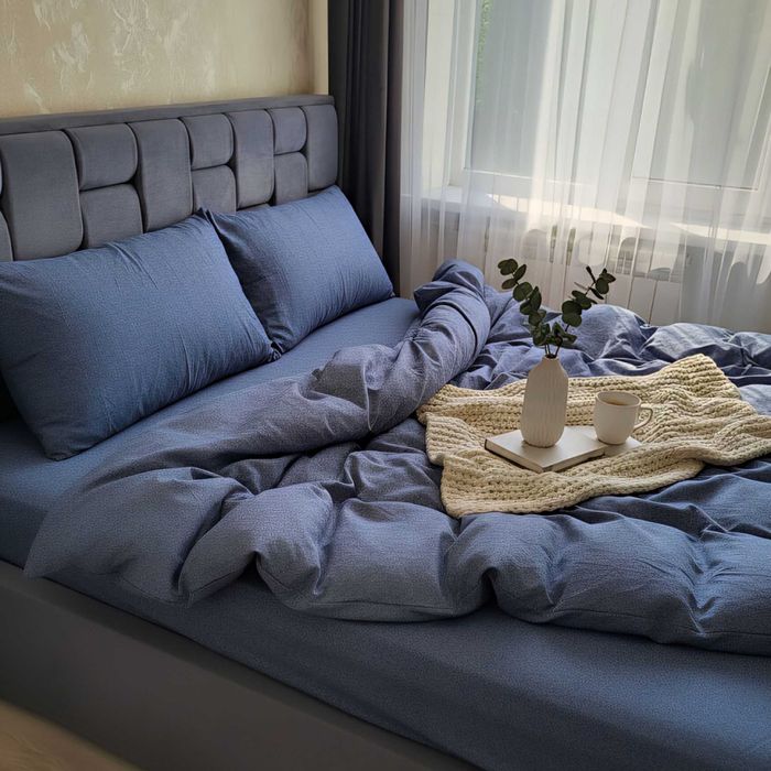 Постільна білизна Варена бавовна. Колір Синій Джинс. Всі розміри