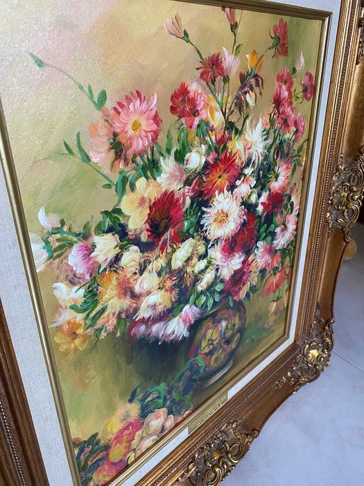 Quadro com reinterpretação "Dálias em Bouquet" de Renoir