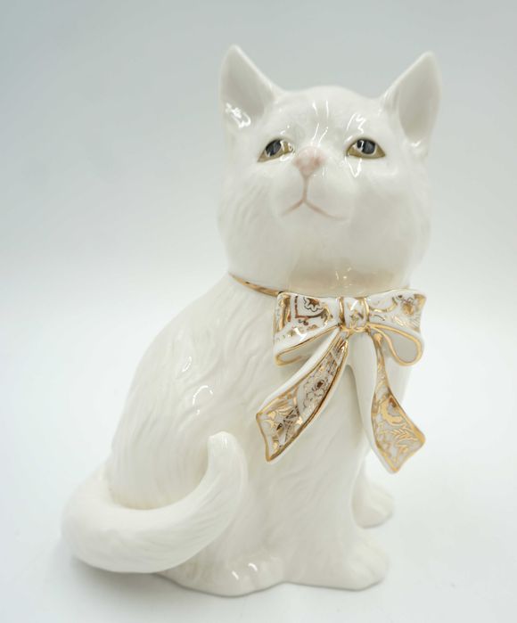 PIĘKNA porcelanowa figurka kot