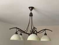 Lampa do salonu mosiadz wiszaca 5 ramienna