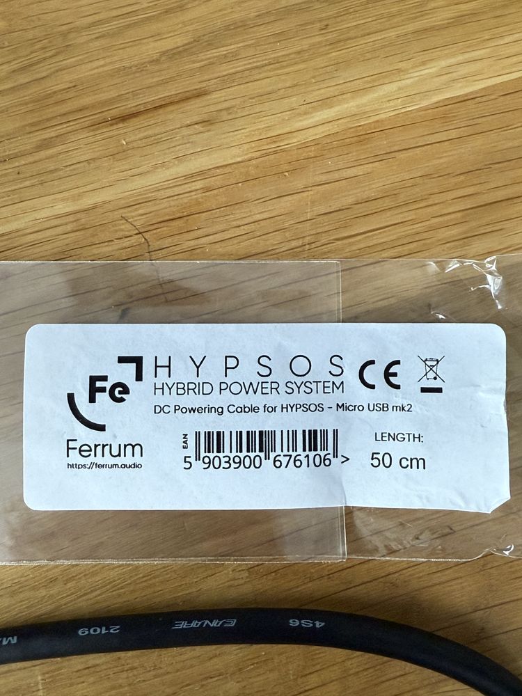 Ferrum Hypsos DC Powering Cable Micro USB mk2 50cm Chord Qutest