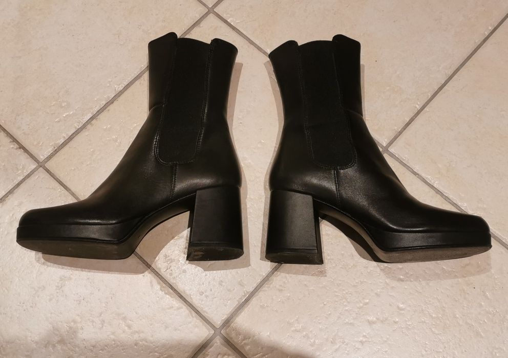 Botki skórzane czarne