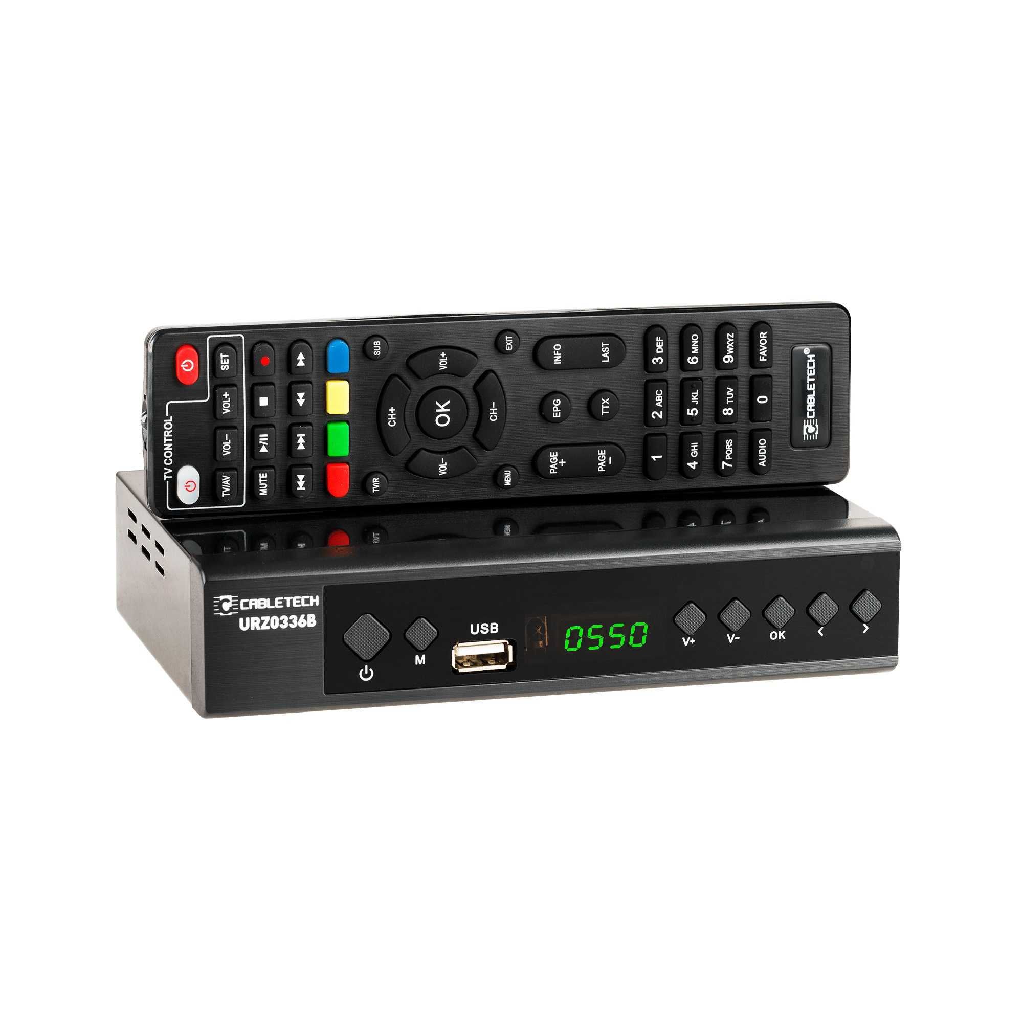 tuner Cabletech URZ0336B DVB-T2/C dekoder naziemny i kablowy 2x USB