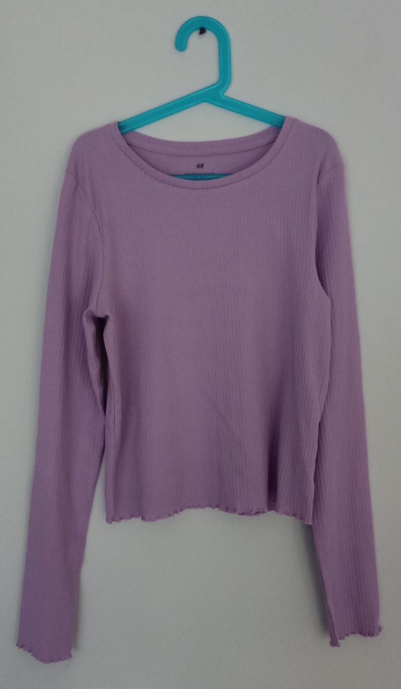 Liliowa, fioletowa Basic bluzka, bluzeczka, koszulka  h&m 158/164