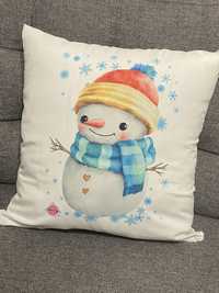 Poduszka dekoracyjna zimowa świąteczna bałwan bałwanek premium