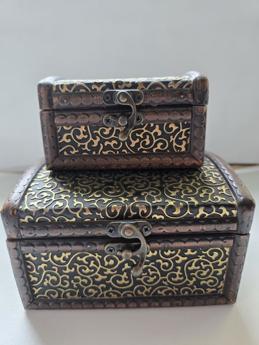 Zestaw 2 Kuferków/Szkatułek na skarby retro