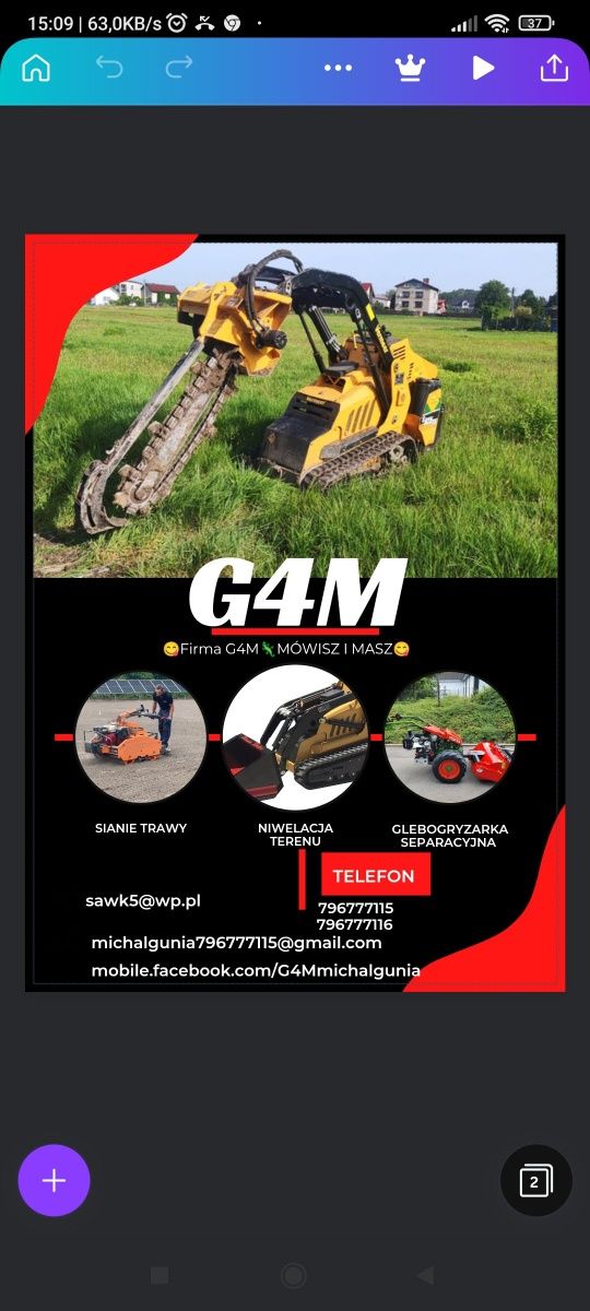 Wysiew trawy siewnikiem mechanicznym,usługi glebogryzarką separjącą.