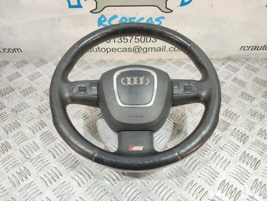 Volante + Airbag Audi A6 C6 S-Line em Pele Perfurada - Guiador / S Line / A4 / A5 / Completo / Sline / Comandos Multifunções