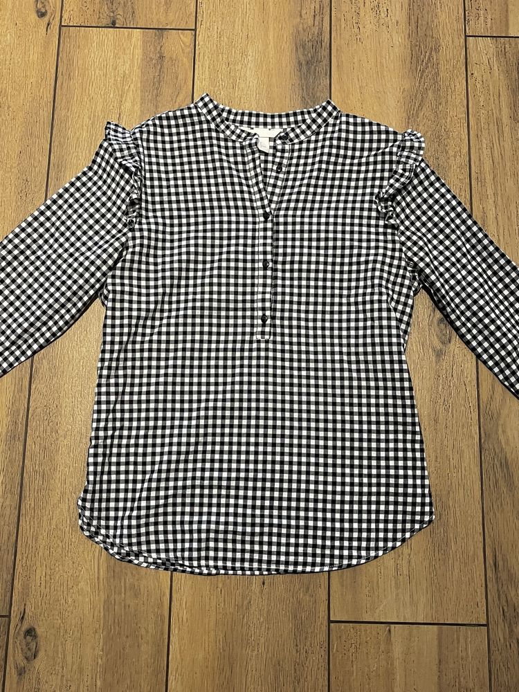 Koszula w kratę czarno biała H&M