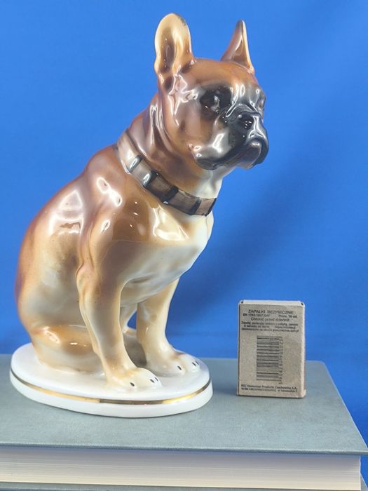 Pies bokser Łomonosow LFZ #porcelana #ZSRR #Rosja #ozdoba #prezent