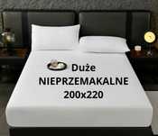 Duże nieprzemakalne wodoodporne prześcieradło z gumka 2 x 2,20   200 c