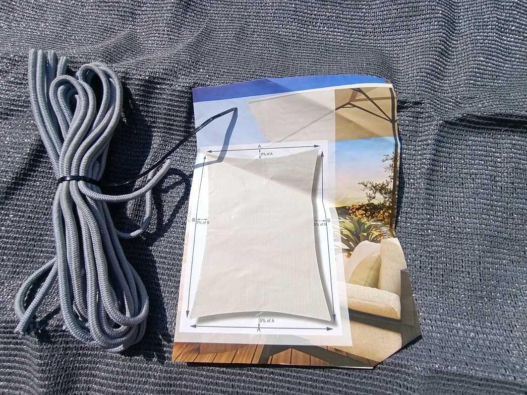 Żagiel przeciwsłoneczny osłona UV 2X3M HDPE Szary prostokąt Relaxdays