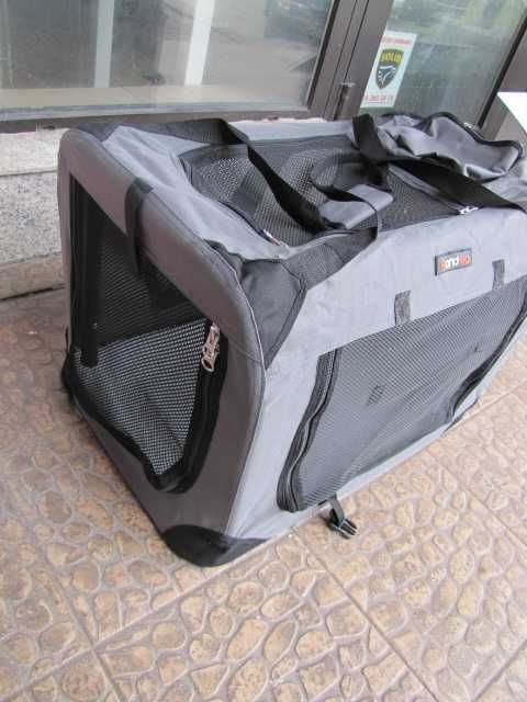 Transporter dla psa skrzynia torba FEANDREA 60x40 cm szara