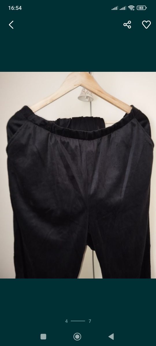 Czarna elegancka welurowa piżama damska 48-50  3XL/4XL