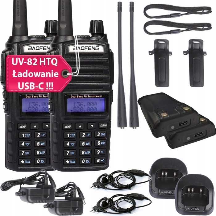 Baofeng X2 krótkofalówki UV82 8W Rozblokowany Skaner Policja,Straż