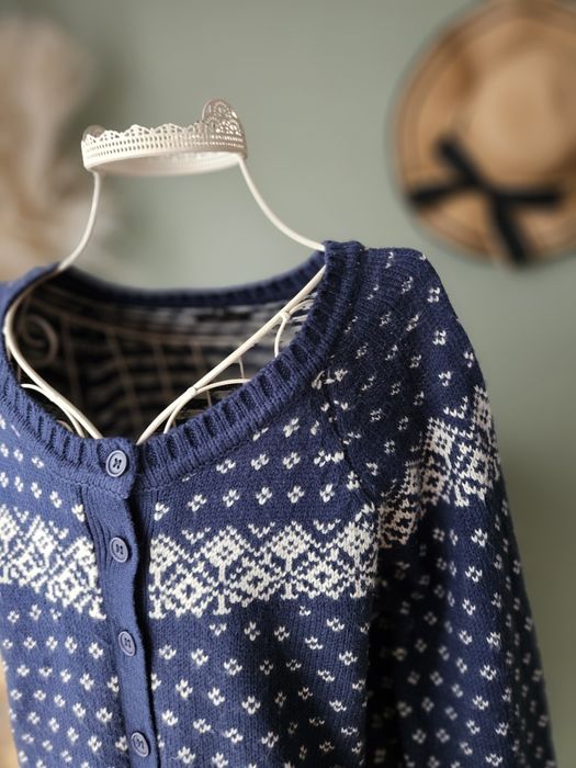 Kardigan damski sweter  Carling M Norweski Wzór Granatowy Rozpinany Sw